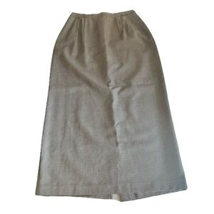 Vintage Womens Size 8 Black White Houndstooth Skirt Office Lined Maxi Preppy